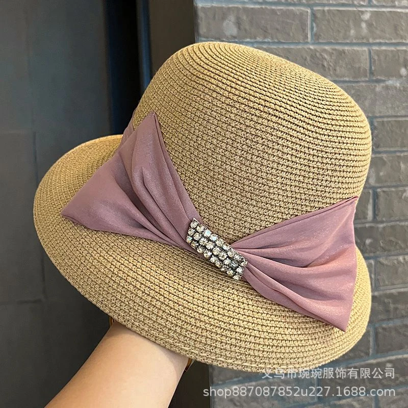 Rhinestone Bow Straw Sun Hat product image 6