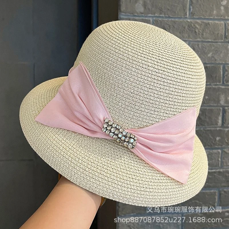 Rhinestone Bow Straw Sun Hat product image 7