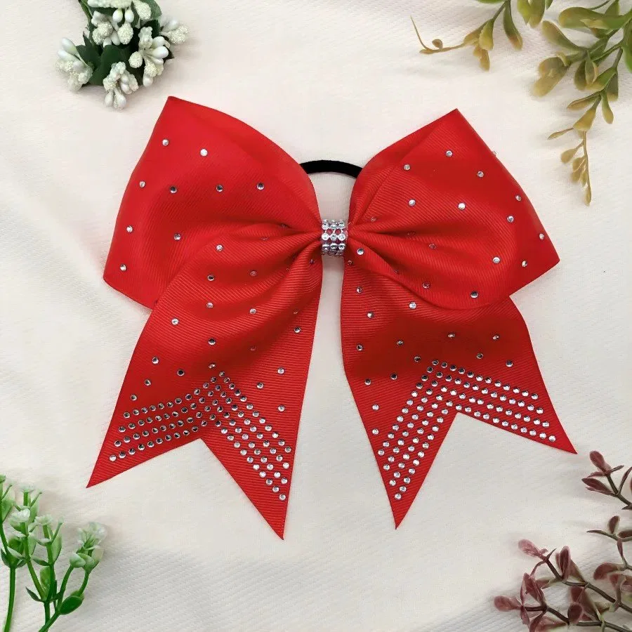 Handmade Kids Big Bow Rhinestone Cheer Hair Clip cheer team reference