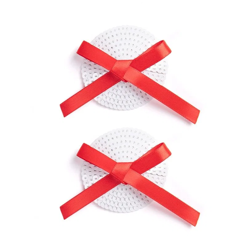 Valentine's Red Sequin Ribbon Nipple Pasties product image 2