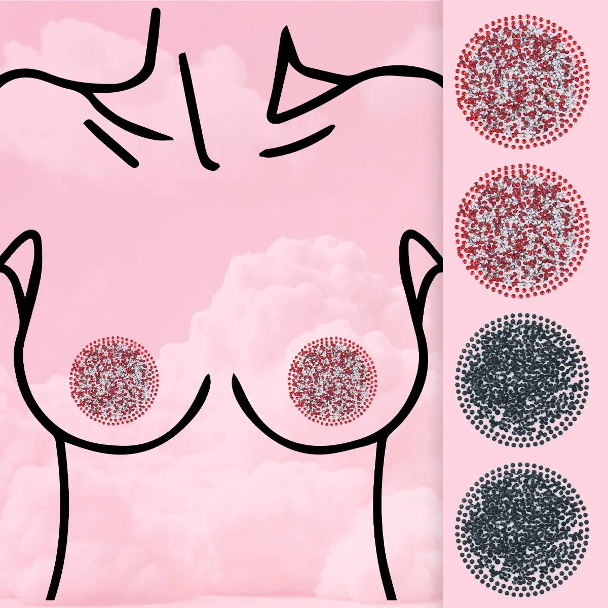Round Shiny Diamond Nipple Pasties for Festival and Stage Disposable Covers product image 2