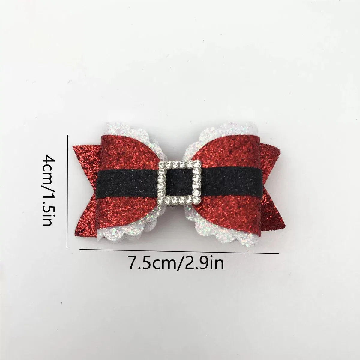 Christmas Santa Belt & Holly Glitter Bow Hair Clips product image 2