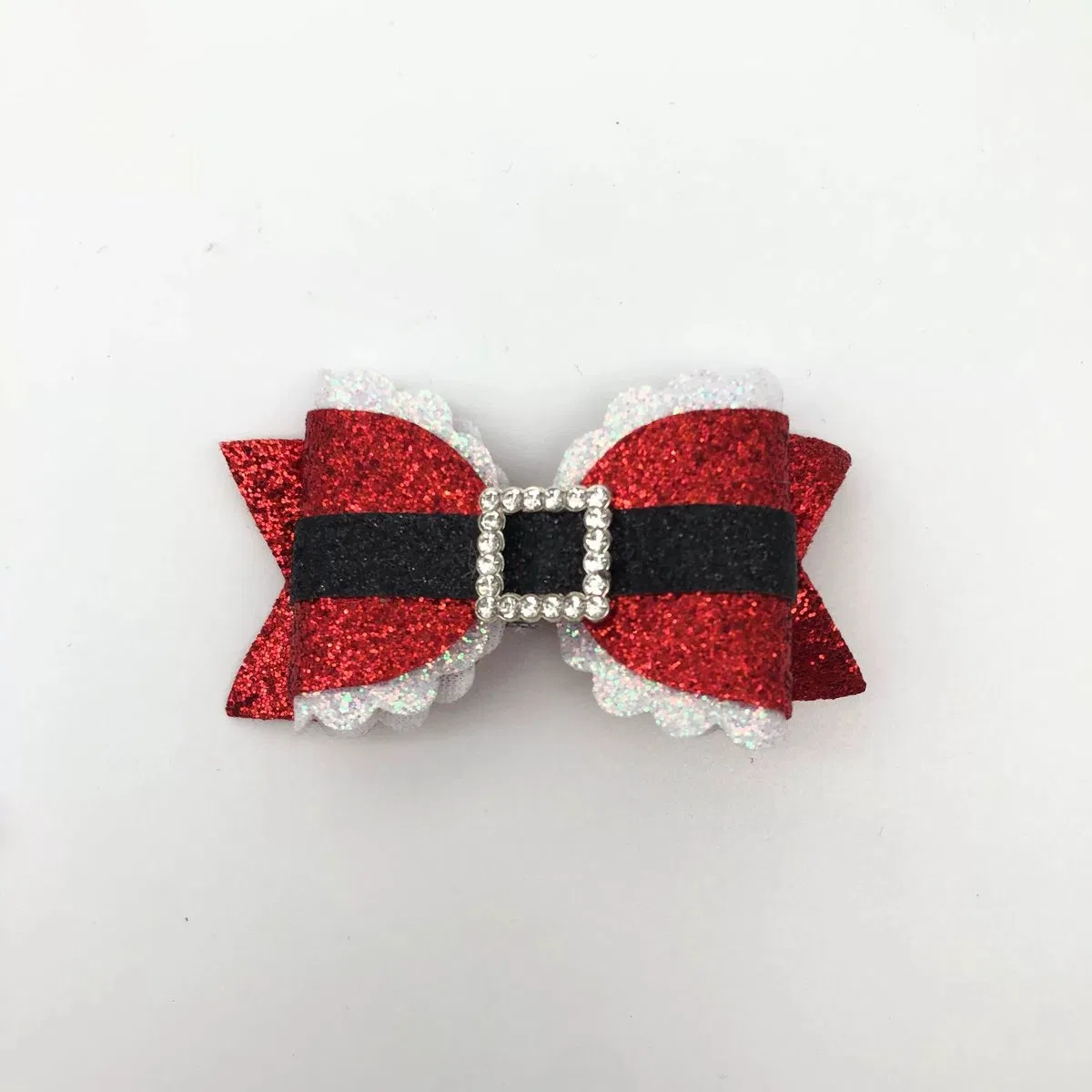 Christmas Santa Belt & Holly Glitter Bow Hair Clips product image 5
