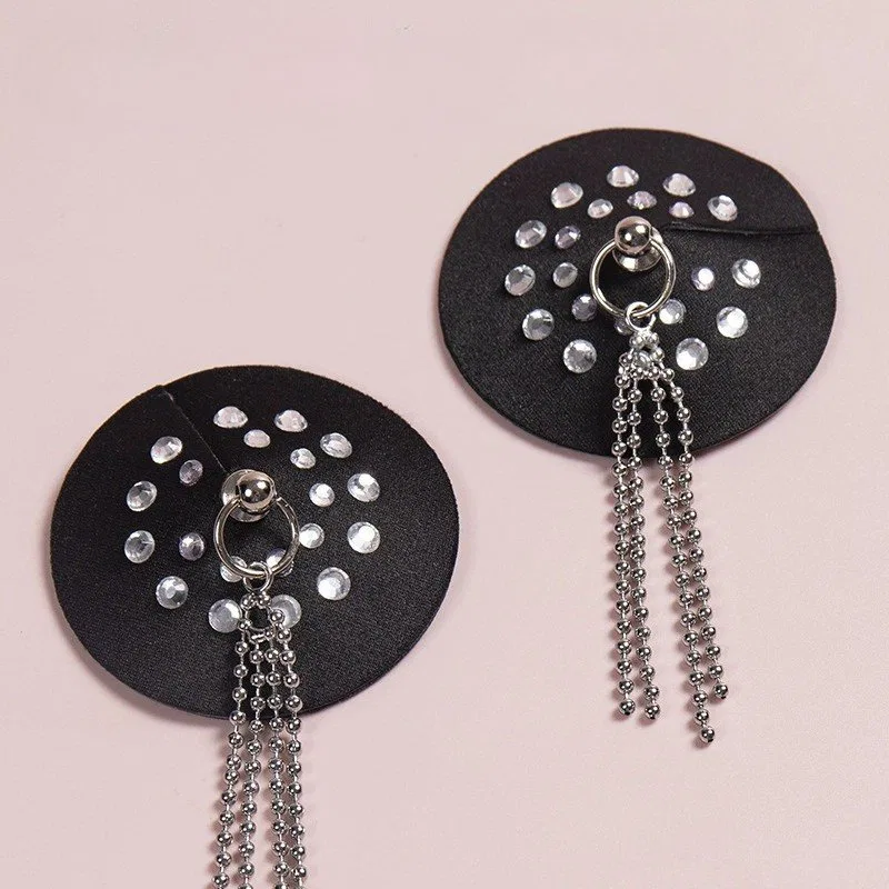PU Leather Rhinestone Tassel Nipple Covers product image 5
