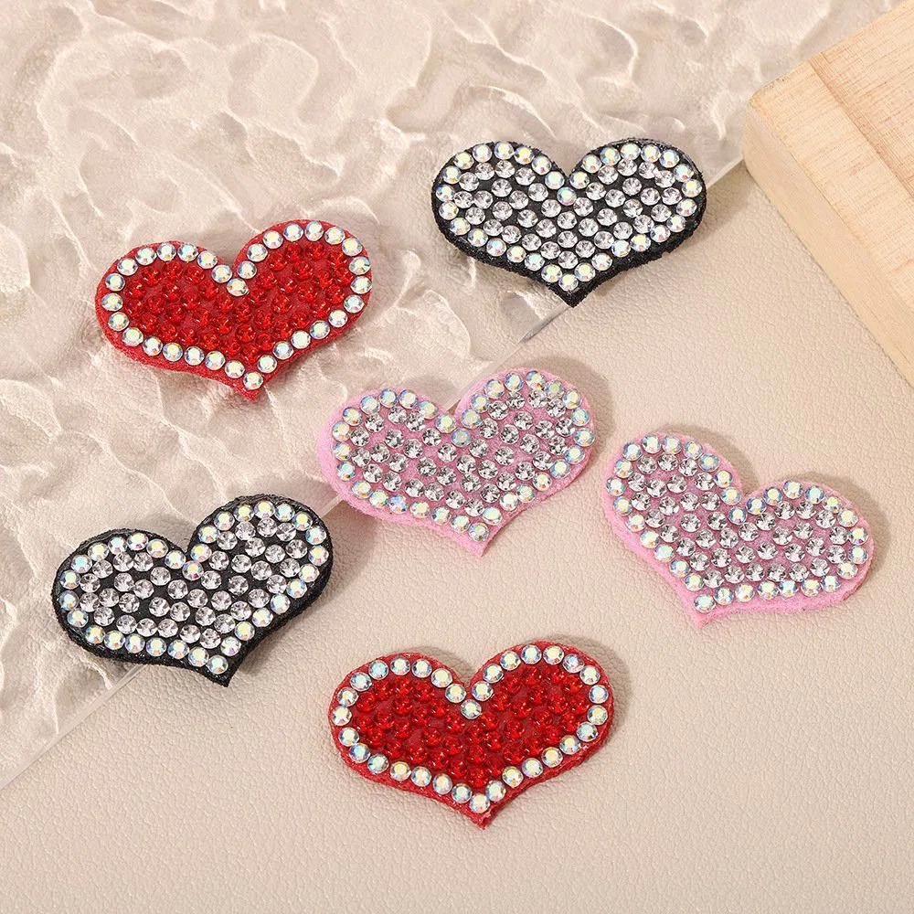 Heart-Shaped Rhinestone Iron-on Patch