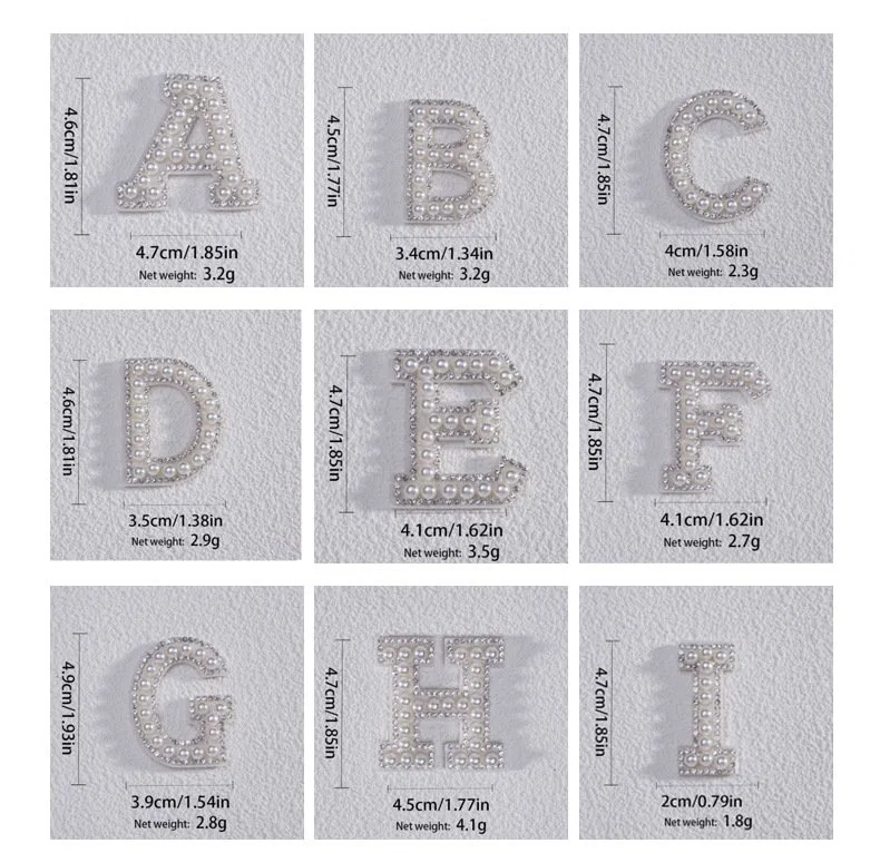 Crystal Pearl Alphabet Letter Patches