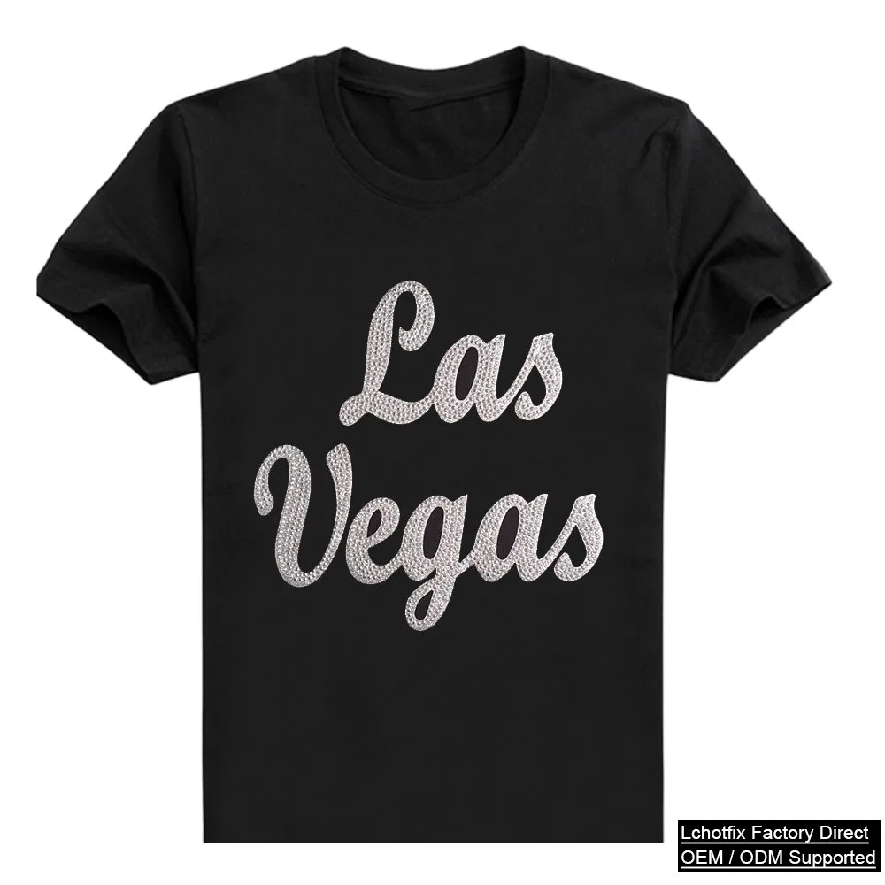 Las Vegas Rhinestone Script Letter T-Shirt Streetwear Design product image 2