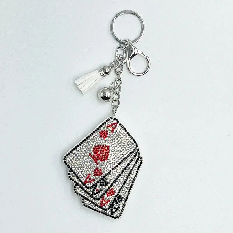 Sparkling Playing Card Rhinestone Keychain with Tassel product image 2